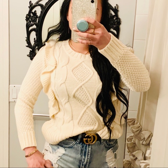 Anthropologie Sweaters - ANTHROPOLOGIE ‘LUCCA COUTURE’ RUFFLE KNIT SWEATER